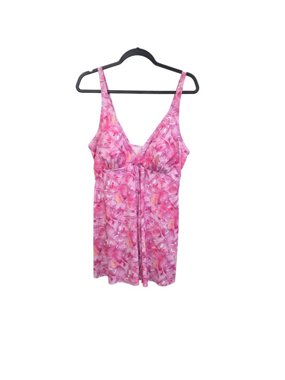 Nicole Miller Studio L    Floral Pink Swim Dress With Adjustable Straps & Lining